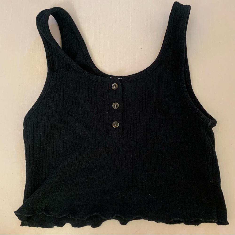 Cotton On black ribbed tank top in Size XS